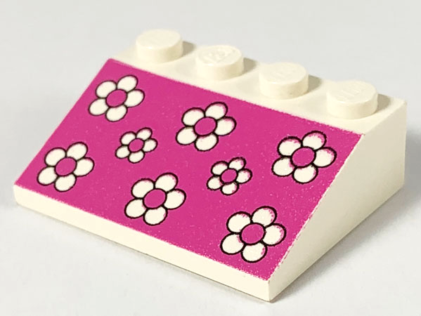 LEGO 3297px10 Slope 33 3 x 4 with Black Flower Outlines on Dark Pink Background Pattern - Main Product Image