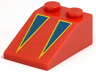 LEGO 3298pb013 Slope 33 3 x 2 with Blue Triangles with Yellow Borders Pattern - Main Product Image