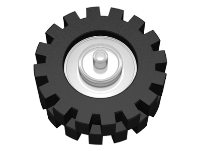 LEGO 3464c02 Wheel Center Small with Stub Axles (Pulley Wheel) with Black Tire 15mm D. x 6mm Offset Tread Small (3464 / 3641) in Trans-Clear - Authentic LEGO Part