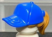 LEGO 35660pb11 Minifigure, Hair Combo, Hair with Hat, Ponytail with Molded Blue Ball Cap Pattern - Main Product Image
