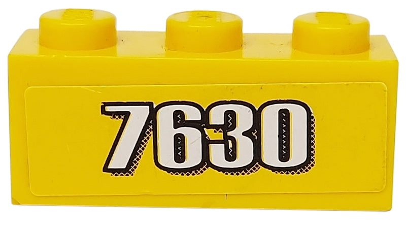 LEGO 3622pb028 Brick 1 x 3 with White '7630' Pattern (Sticker) - Set 7630 - Main Product Image
