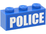 LEGO 3622pb040 Brick 1 x 3 with White &#39;POLICE&#39; Bold Narrow Large Font on  Background Pattern (Sticker) - Set 4440 - Main Product Image