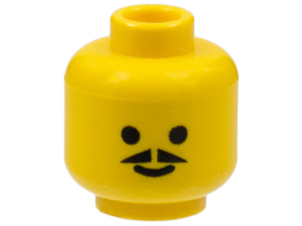LEGO 3626p03 Minifigure, Head Standard Grin with Pointed Moustache Pattern - Main Product Image