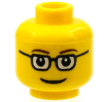 LEGO 3626pb0122 Minifigure, Head Glasses Rectangular, Brown Thin Eyebrows, Smile Pattern - Main Product Image