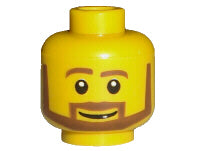 LEGO 3626pb0196 Minifigure, Head Beard Brown Angular with White Pupils and Grin Pattern - Main Product Image