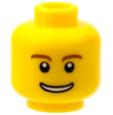 LEGO 3626pb0273 Minifigure, Head Reddish Brown Eyebrows, Thin Grin with Teeth, Black Eyes with White Pupils Pattern - Main Product Image