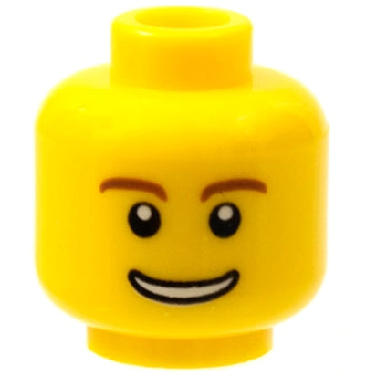 LEGO 3626pb0273 Minifigure, Head Reddish Brown Eyebrows, Thin Grin with Teeth, Black Eyes with White Pupils Pattern - Main Product Image