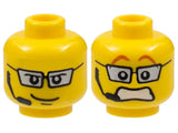 LEGO 3626pb0303 Minifigure, Head Dual Sided Silver Glasses, Headset, Smile / Scared Pattern - Main Product Image