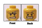 LEGO 3626pb0372 Minifigure, Head Dual Sided Power Miner Beard Stubble, Gray Smudge, Orange Scars, Determined / Alarmed Pattern - Main Product Image