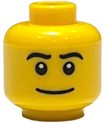 LEGO 3626pb0511 Minifigure, Head Black Eyebrows and Wide Grin Pattern - Main Product Image
