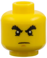 LEGO 3626pb0532 Minifigure, Head Black Bushy Eyebrows, Lower Eyelids, Medium Nougat Chin Dimple, Stern Pattern - Main Product Image