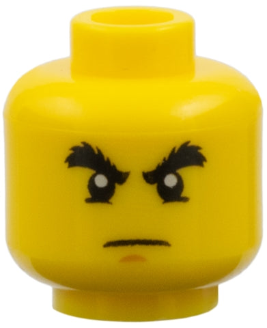 LEGO 3626pb0532 Minifigure, Head Black Bushy Eyebrows, Lower Eyelids, Medium Nougat Chin Dimple, Stern Pattern - Main Product Image