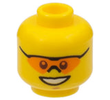 LEGO 3626pb0641 Minifigure, Head Sunglasses with Single Orange Lens and Black Nose Piece, Medium Nougat Chin Dimple, Open Mouth Smile with Teeth Pattern - Main Product Image