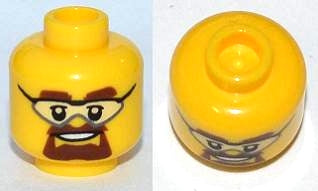 LEGO 3626pb0803 Minifigure, Head Glasses with Safety Goggles, Brown Eyebrows and Goatee Pattern - Main Product Image