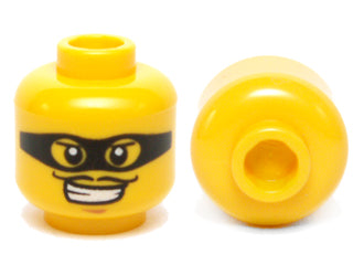 LEGO 3626pb0856 Minifigure, Head Male Black Eye Mask Black with Eye Holes and Thin Moustache Pattern - Main Product Image
