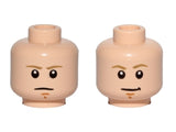LEGO 3626pb1414 Minifigure, Head Dual Sided Dark Tan Eyebrows, Chin Dimple, White Pupils, Stern / Smile Pattern (SW Luke Skywalker) - Main Product Image