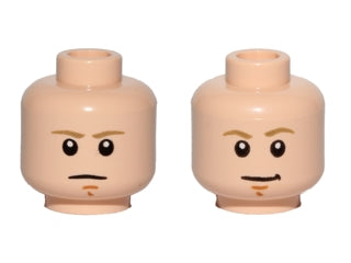 LEGO 3626pb1414 Minifigure, Head Dual Sided Dark Tan Eyebrows, Chin Dimple, White Pupils, Stern / Smile Pattern (SW Luke Skywalker) - Main Product Image