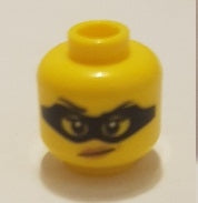 LEGO 3626pb1808 Minifigure, Head Female Black Eye Mask, Black Eyebrows with One Eyebrow Raised, Red Lips with Smirk Pattern - Main Product Image