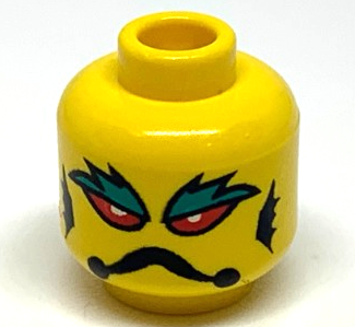 LEGO 3626px113 Minifigure, Head Alien with Red Eyes, White Pupils, Dark Turquoise Eyebrows, Black Frown and Gills Pattern - Main Product Image