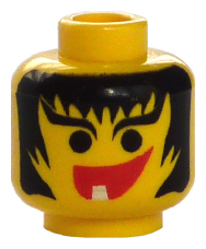 LEGO 3626px20 Minifigure, Head Female with Hair Framed Face, Eyebrows and 1 Tooth in Mouth Pattern - Main Product Image