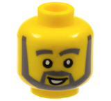 LEGO 3626px288 Minifigure, Head Dark Bluish Gray Thick Eyebrows, Angular Beard and Thick Sideburns, Lopsided Open Mouth Smile with White Teeth Pattern - Main Product Image