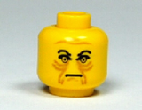 LEGO 3626px34 Minifigure, Head Male Angry Black Eyebrows, Brown Wrinkles Pattern - Main Product Image