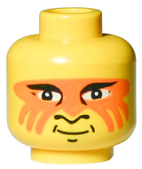 LEGO 3626px57 Minifigure, Head Black Eyelids, Nose Profile, and Chin Dimple, Orange Face Paint, Grin Pattern - Main Product Image