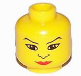 LEGO 3626px60 Minifigure, Head Female Black Hair, Large Eyes, Nose, Red Lips Pattern - Main Product Image