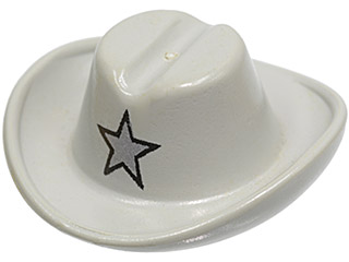 LEGO 3629px2 Minifigure, Headgear Hat, Cowboy with Silver Star Pattern - Main Product Image
