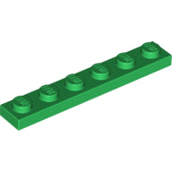 LEGO 3666 Plate 1 x 6 in Green - Authentic LEGO Part