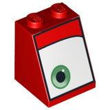 LEGO 3678bpb032L Slope 65 2 x 2 x 2 with Bottom Tube with Green Eye on Wide White Background Pattern Model Left Side - Main Product Image