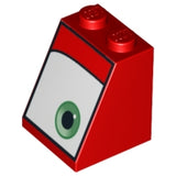 LEGO 3678bpb032R Slope 65 2 x 2 x 2 with Bottom Tube with Green Eye on Wide White Background Pattern Model Right Side - Main Product Image