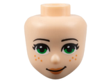 LEGO 37292 Mini Doll, Head Friends with Thin Black Eyebrows, Green Eyes, Nougat Lips and 8 Freckles, and Lopsided Closed Mouth Smile Pattern - Main Product Image