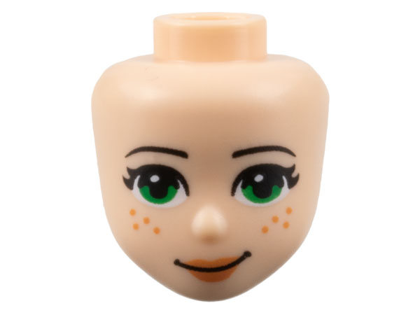 LEGO 37292 Mini Doll, Head Friends with Thin Black Eyebrows, Green Eyes, Nougat Lips and 8 Freckles, and Lopsided Closed Mouth Smile Pattern - Main Product Image
