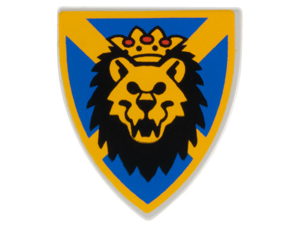 LEGO 3846px5 Minifigure, Shield Triangular Short with Lion Head, Blue and Yellow Pattern - Main Product Image
