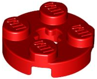 LEGO 4032 Plate, Round 2 x 2 with Axle Hole in Red - Authentic LEGO Part