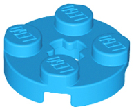 LEGO 4032 Plate, Round 2 x 2 with Axle Hole in Dark Azure - Authentic LEGO Part