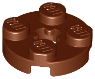 LEGO 4032 Plate, Round 2 x 2 with Axle Hole in Reddish Brown - Authentic LEGO Part