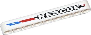 LEGO 40490pb010R Technic, Liftarm Thick 1 x 9 with &#39;RESCUE&#39; and Red and Blue Diagonal Stripes Pattern Model Right (Sticker) - Set 42020 - Main Product Image