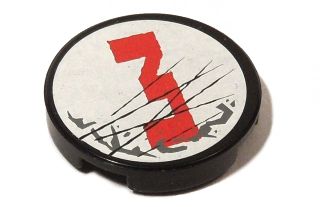 LEGO 4150pb073R Tile, Round 2 x 2 with Red Number 3, Dark Bluish Gray Splotches, and  Scratches Pattern Model Right Side (Sticker) - Set 5973 - Main Product Image