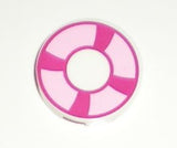 LEGO 4150pb106 Tile, Round 2 x 2 with Magenta and Bright Pink Life Preserver, Curved Bands Pattern - Main Product Image