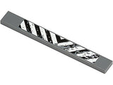 LEGO 4162pb075 Tile 1 x 8 with Black and White Danger Stripes and Splatters Pattern (Sticker) - Set 8964 - Main Product Image