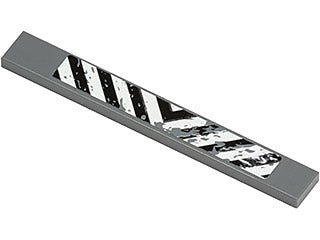 LEGO 4162pb075 Tile 1 x 8 with Black and White Danger Stripes and Splatters Pattern (Sticker) - Set 8964 - Main Product Image