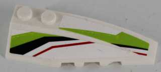 LEGO 41747pb064 Wedge 6 x 2 Right with Black, Lime and Red Stripes Pattern (Stickers) - Set 8864 - Main Product Image