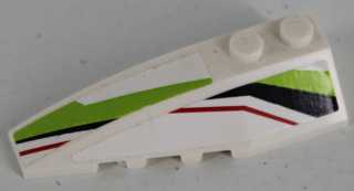 LEGO 41748pb064 Wedge 6 x 2 Left with Black, Lime and Red Stripes Pattern (Stickers) - Set 8864 - Main Product Image