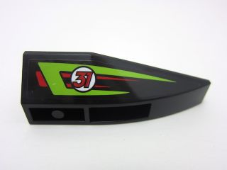 LEGO 41764pb01 Wedge 6 x 2 Inverted Right with Lime and Red Stripes and Red Number 31 Pattern (Sticker) - Set 60114 - Main Product Image