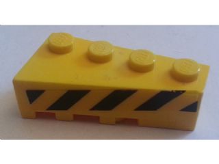 LEGO 41767pb03 Wedge 4 x 2 Right with Black and  Danger Stripes Pattern (Sticker) - Set 7243 - Main Product Image