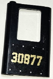LEGO 4181pb091 Door 1 x 4 x 5 Train Left, Thin Support at Bottom with Gold '30877' and Rivets Pattern (Sticker) - Set 70424 - Main Product Image