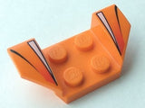 LEGO 41854pb03 Vehicle, Mudguard 2 x 4 with Flared Wings with White Triangles, Black Curved Lines, Red Fade Pattern - Main Product Image