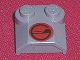 LEGO 41855pb07 Slope, Curved 2 x 2 x 2/3 with 2 Studs and Curved Sides, Lip End with Red and Black Circle Pattern - Main Product Image